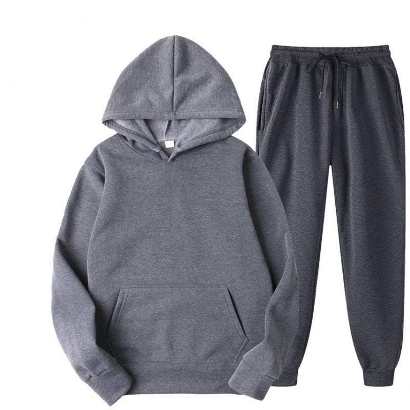 Men's Minimal Tracksuit Set with Roomy Hoodie and Tapered Joggers – Dark Grey