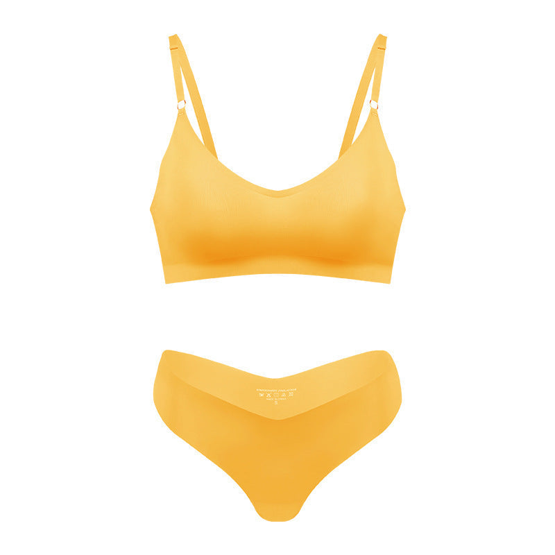 Women's Seamless Wireless Bralette with Adjustable Slim Straps – Yellow
