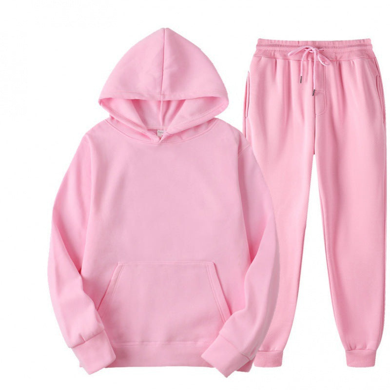 Men's Minimal Tracksuit Set with Roomy Hoodie and Tapered Joggers – Pink