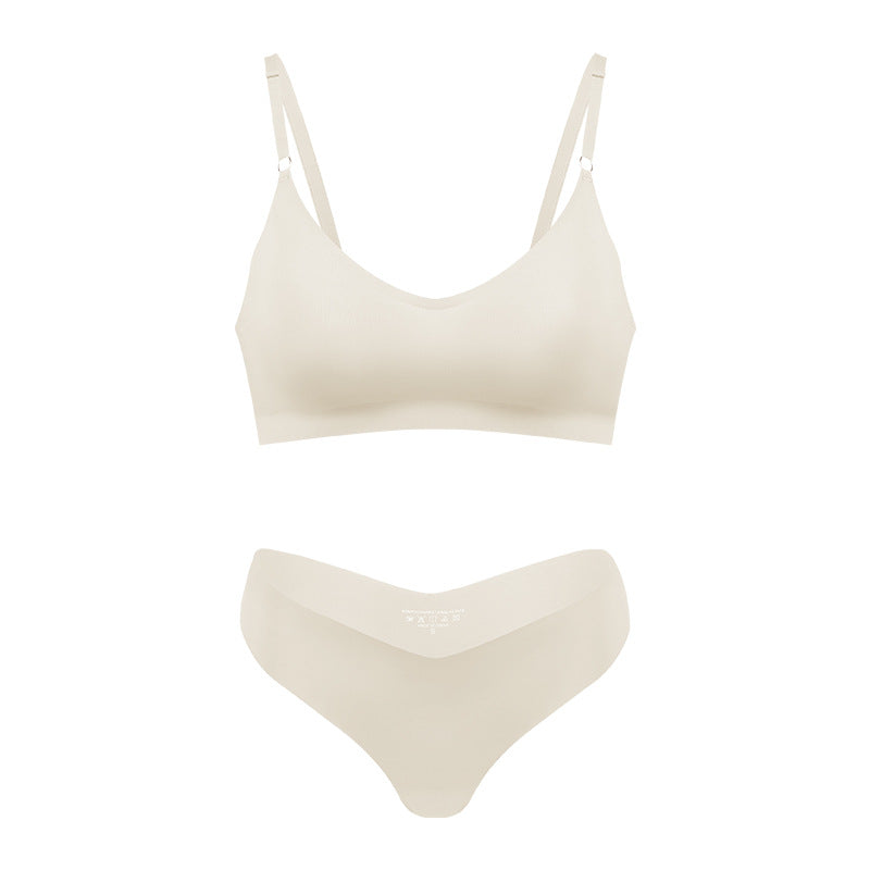 Women's Seamless Wireless Bralette with Adjustable Slim Straps – White