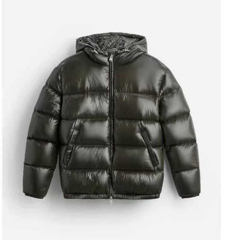 Men's Waterproof Puffer Coat Full Zip Hooded Warmth – Dark Green