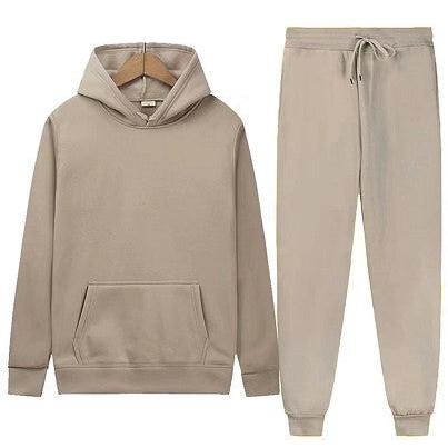 Men's Minimal Tracksuit Set with Roomy Hoodie and Tapered Joggers – Khaki