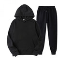 Men's Minimal Tracksuit Set with Roomy Hoodie and Tapered Joggers – Black