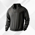 Men's Half-Zip Cable-Knit Jumper with Raised Collar