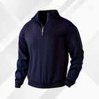 Men's Half-Zip Cable-Knit Jumper with Raised Collar