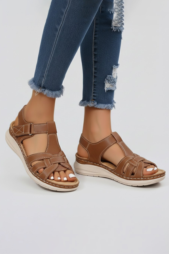 Women's Strappy Orthopedic Flat Sandals with Open Toe