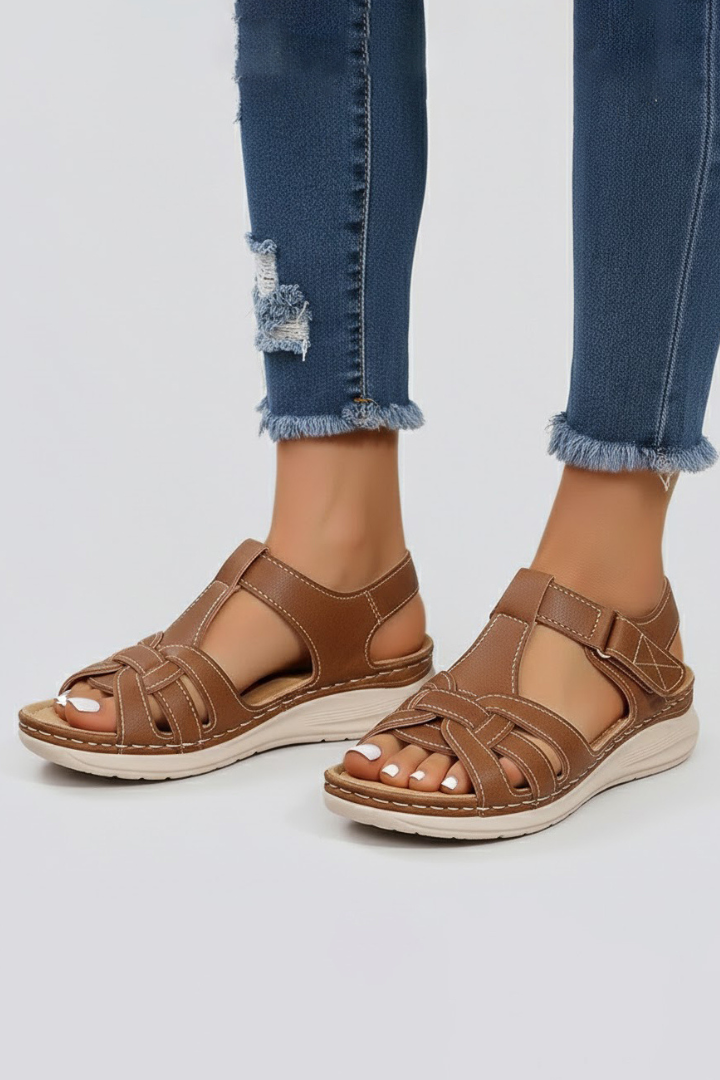 Women's Strappy Orthopedic Flat Sandals with Open Toe