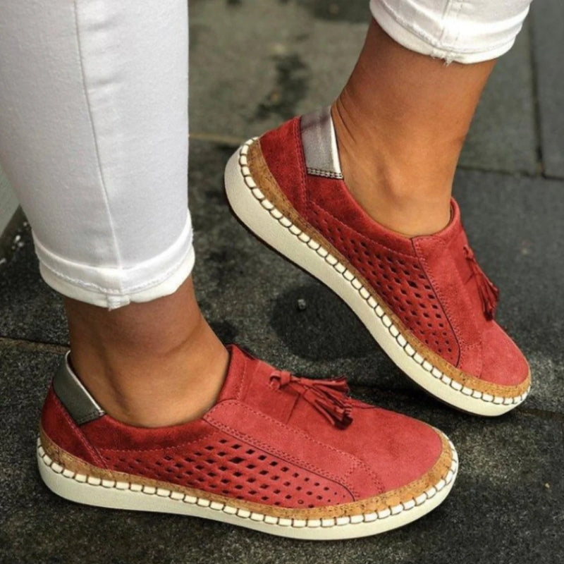 Women's Breathable Slip-On Trainers for Everyday Walking – Red