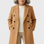 Women's Tailored Double-Breasted Wool Coat with Notched Lapels