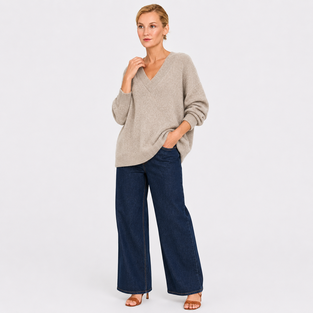 Women's V-Neck Knit Pullover Sweater