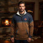 Men's Sherpa Collar Fleece Jumper with Kangaroo Pocket