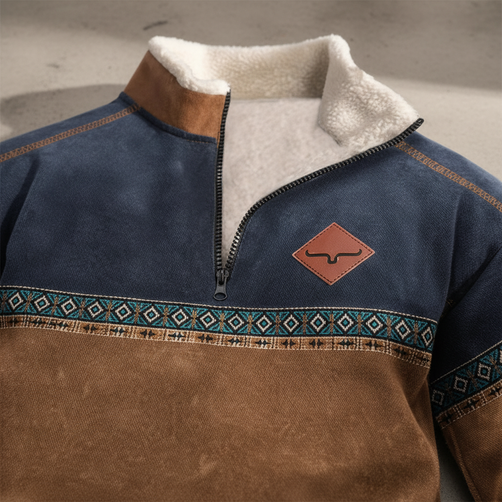 Men's Sherpa Collar Fleece Jumper with Kangaroo Pocket