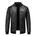 Men's Slim-Fit Leather Jacket with Classic Menswear Styling – Black