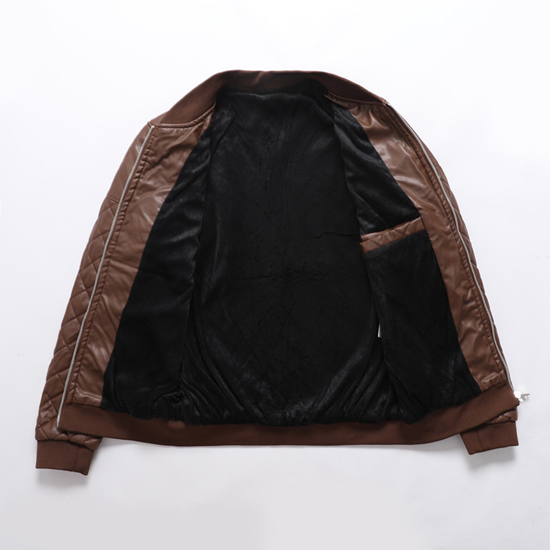 Men's Slim-Fit Leather Jacket with Classic Menswear Styling