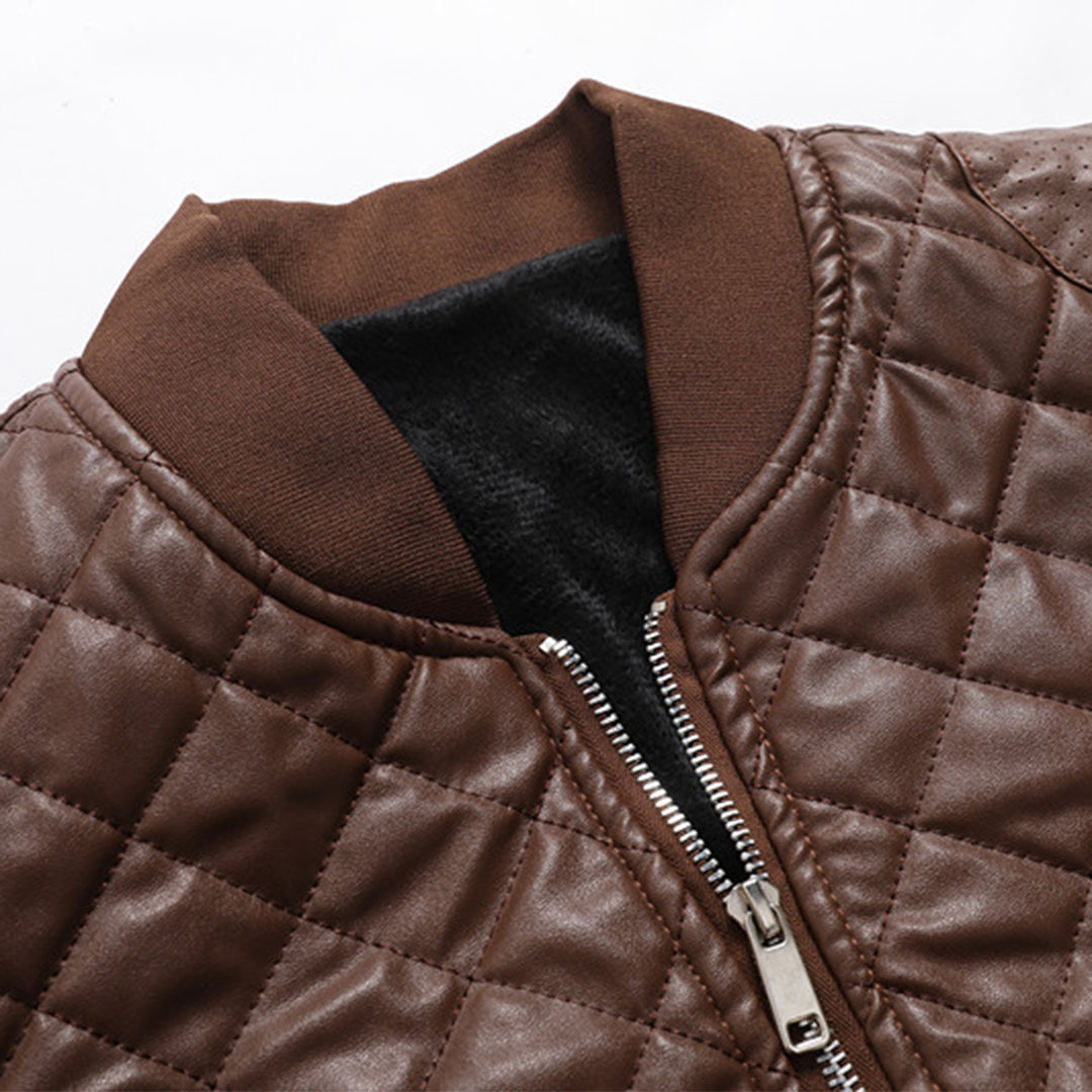 Men's Slim-Fit Leather Jacket with Classic Menswear Styling