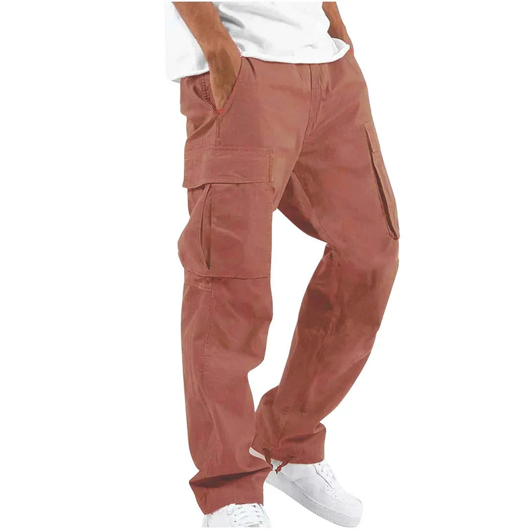 Men's Utility Cargo Trousers with Roomy Side Pockets – Brown