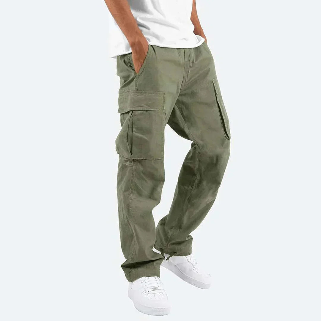 Men's Utility Cargo Trousers with Roomy Side Pockets – Green