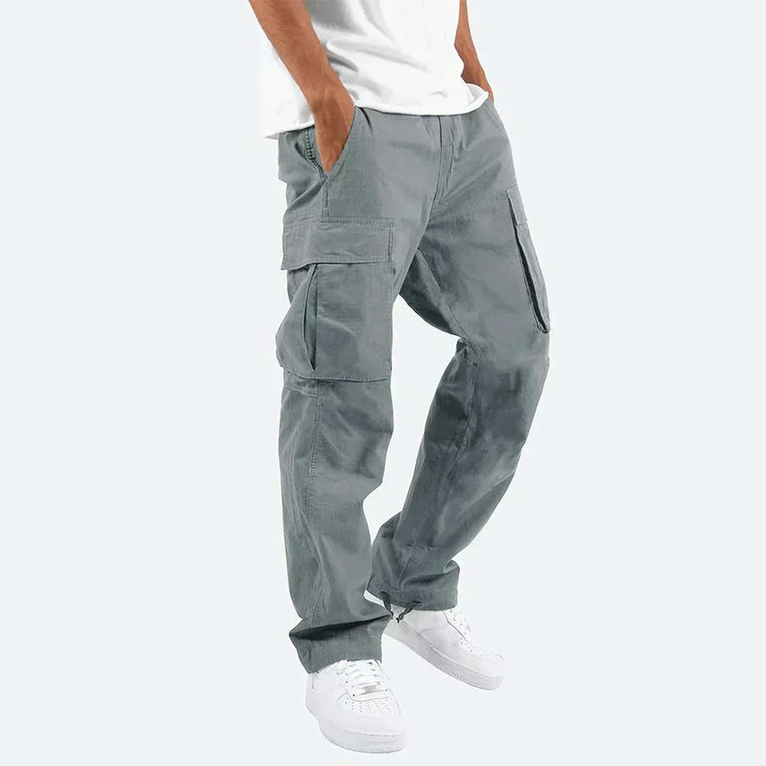 Men's Utility Cargo Trousers with Roomy Side Pockets – Grey