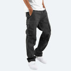 Men's Utility Cargo Trousers with Roomy Side Pockets – Black
