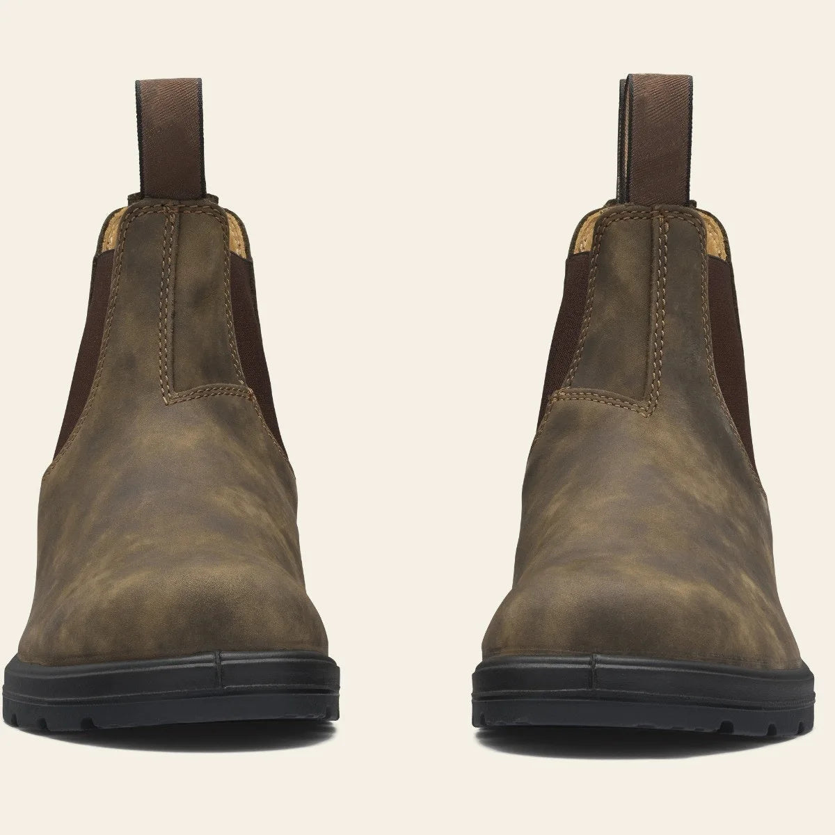 Men's Rugged Treaded Sole Leather Chelsea Boots with Dual Pull Tabs