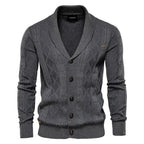 Men's Cable-Knit Cardigan with Broad Shawl Collar