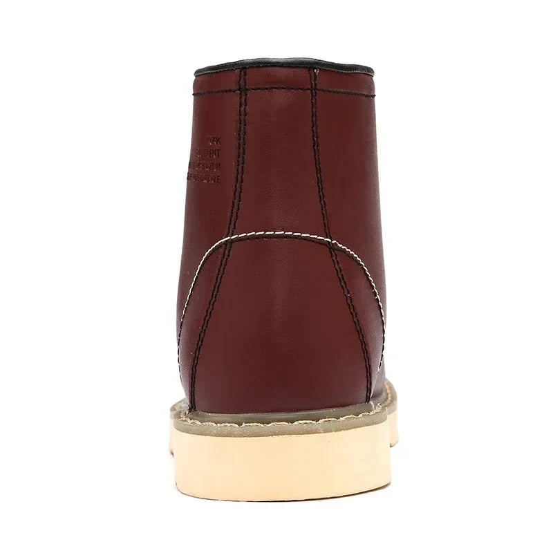 Men's Water-Resistant Leather Winter Ankle Boots with Warm Lining