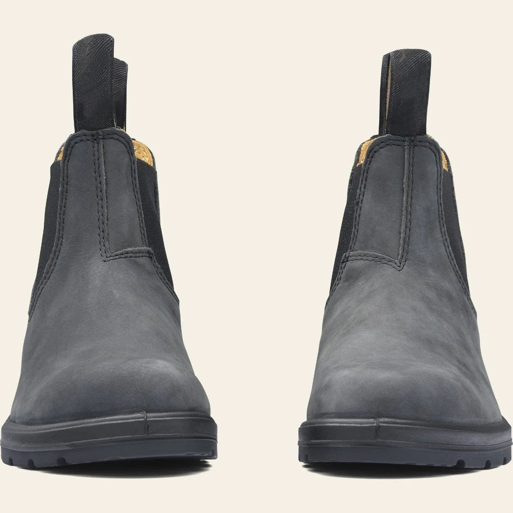 Men's Rugged Treaded Sole Leather Chelsea Boots with Dual Pull Tabs