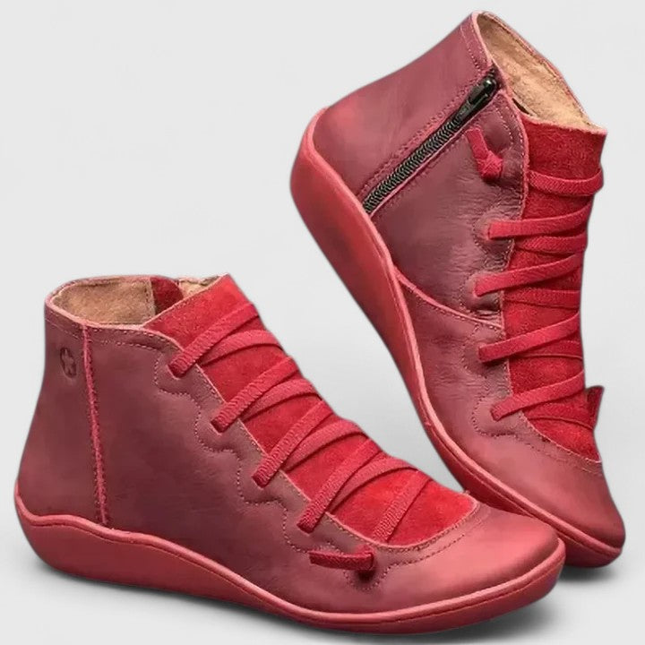 Women's Arch Support Orthopedic Boots for Everyday Wear – Red