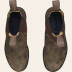 Men's Rugged Treaded Sole Leather Chelsea Boots with Dual Pull Tabs