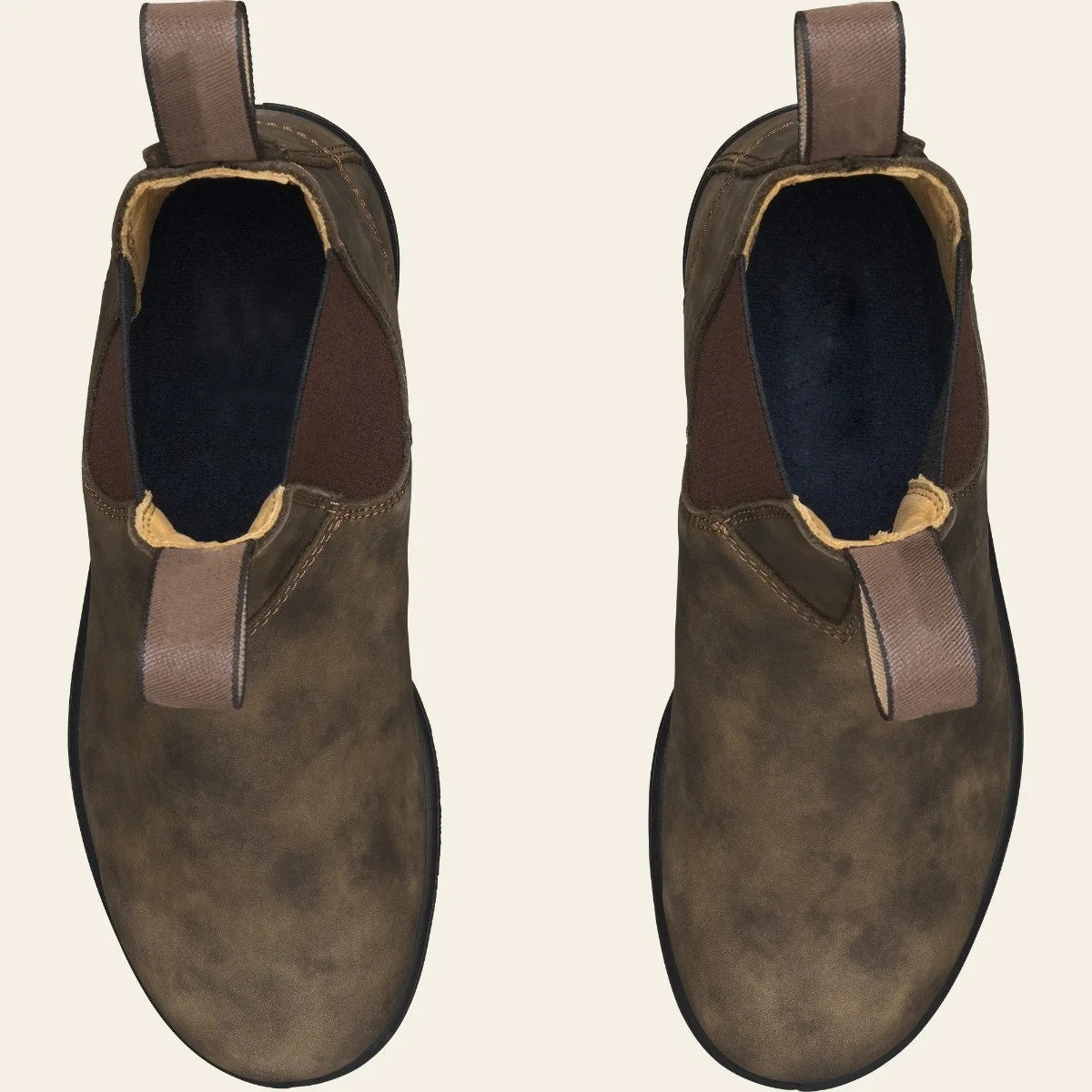 Men's Rugged Treaded Sole Leather Chelsea Boots with Dual Pull Tabs