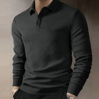 Men's Textured Knit Polo Top with Button Placket