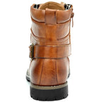 Men's Faux Leather Work Boots with Buckle and Laces