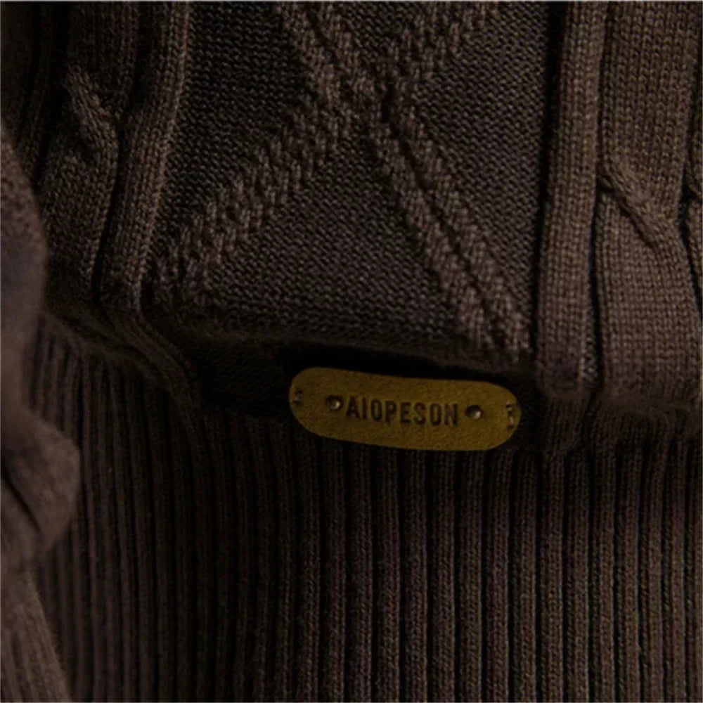 Men's Cable-Knit Cardigan with Broad Shawl Collar