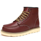 Men's Water-Resistant Leather Winter Ankle Boots with Warm Lining