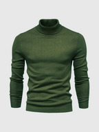 Men's Smooth Knit High Neck Slim Jumper - Dark Green