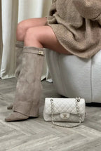Women's Leather Tall Boots with Slim Refined Heel