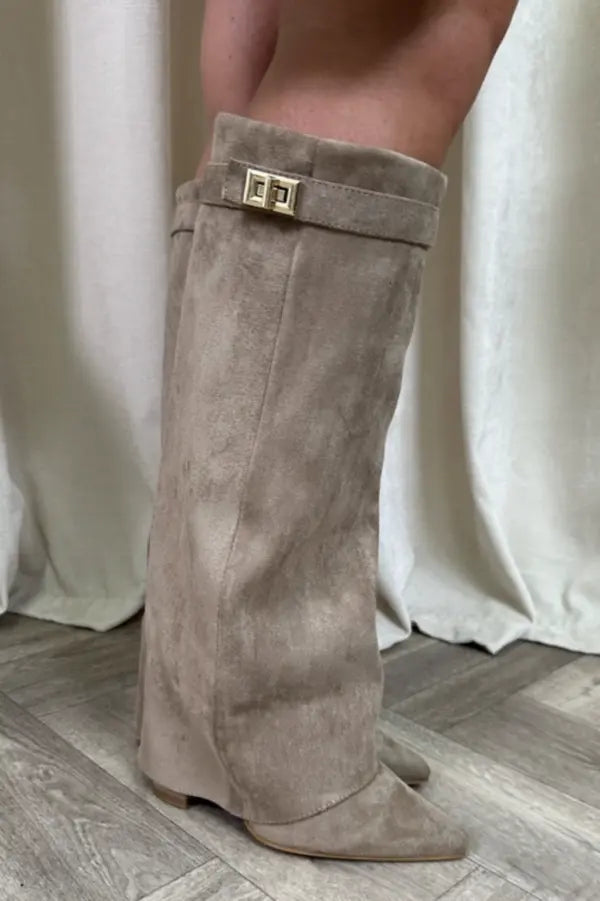 Women's Leather Tall Boots with Slim Refined Heel