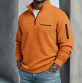 Men's Waffle Texture Long Sleeve Knit Top - Orange