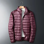 Men's Packable Lightweight Puffer Jacket for Travel – Wine Red
