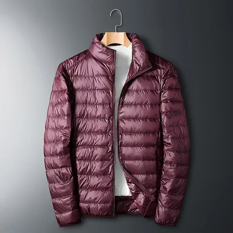 Men's Packable Lightweight Puffer Jacket for Travel – Wine Red