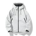 Men's Waterproof Windproof Shell Jacket with Drawcord Hood – White