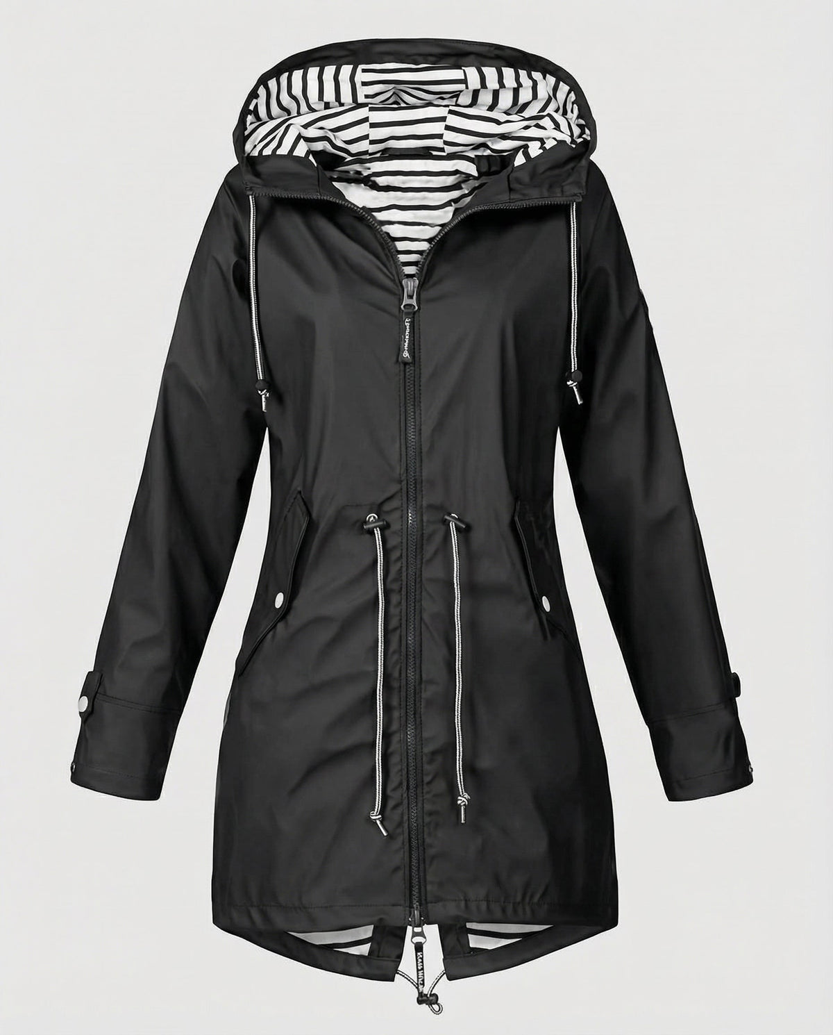 Women's Lightweight Hooded Rain Parka with Drawcord Waist