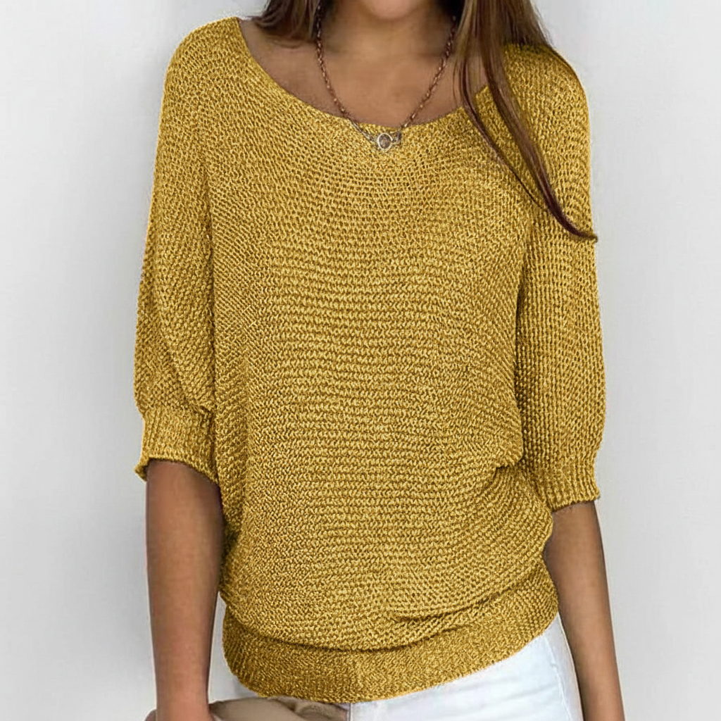 Women's Wide Neck Knit Jumper with Dolman Sleeves