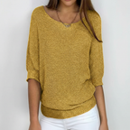 Women's Wide Neck Knit Jumper with Dolman Sleeves – Mustard Yellow