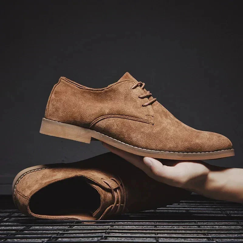 Men's Lace-Up Oxford Dress Shoes in Cushioned Vegan Suede – Brown
