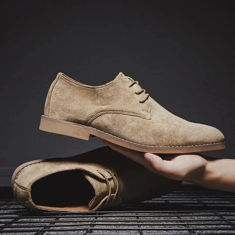 Men's Lace-Up Oxford Dress Shoes in Cushioned Vegan Suede – Khaki