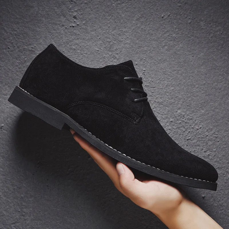 Men's Lace-Up Oxford Dress Shoes in Cushioned Vegan Suede – Black
