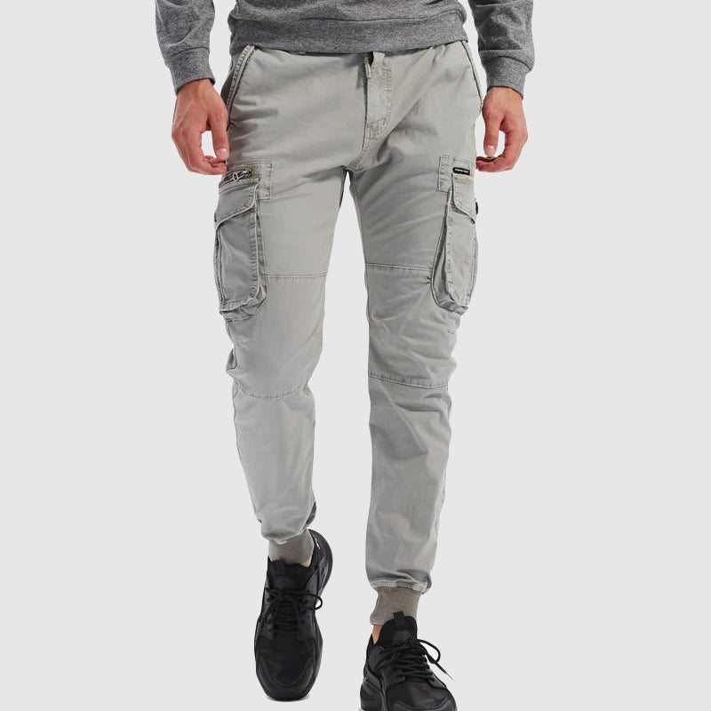 Men's Cargo Joggers with Elasticated Waist and Layered Pockets