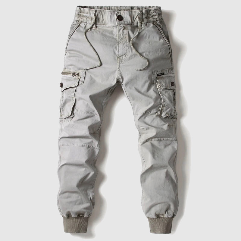 Men's Cargo Joggers with Elasticated Waist and Layered Pockets – Grey