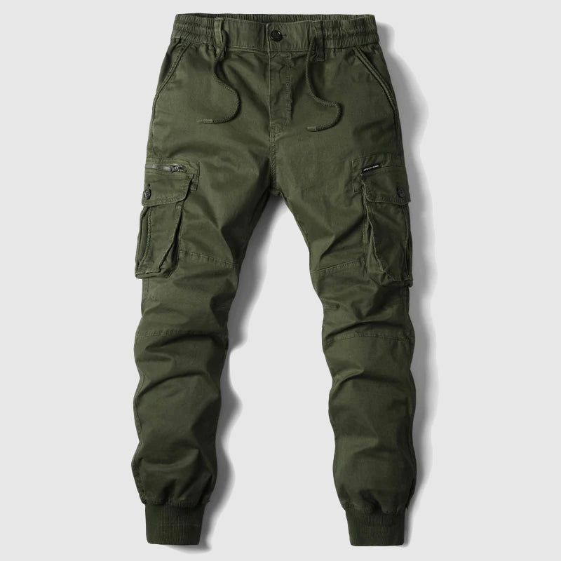 Men's Cargo Joggers with Elasticated Waist and Layered Pockets – Green